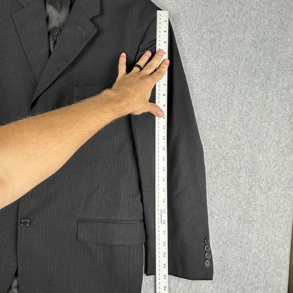 Principe Suit Jacket Mens 44L Gray Pinstripe Wool 3 Button Italy Reda Super 120s